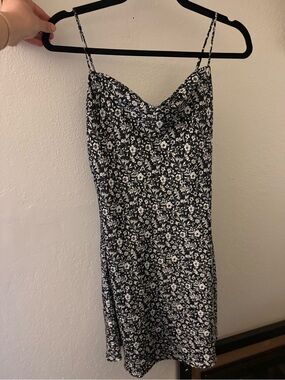 Abercrombie & Fitch Black and White Floral Slip Dress